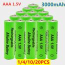 Baterías alcalinas recargables AAA 3000mah 1.5V 1-20 piezas reutilización universal de la batería