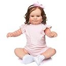 TERABITHIA 24 Inch 3-6 Month Real Baby Size Rooted Curly Hair Sweet Smile Realistic Newborn Baby Dolls So Truly Reborn Toddler Girl Doll with Soft Weighted Body That Look Real and Feel Real