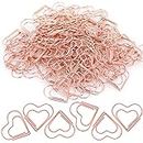 Pack of 100 Paper Clips Heart Rose Gold Heart Shaped Paper Clips Love Paper Clips Motif Metal Small Paper Clips for Decorative Invitations Postcards School Office Supplies (Rose Gold)