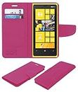 ACM Mobile Leather Flip Flap Wallet Case Compatible with Nokia Lumia 920 Mobile Cover Pink