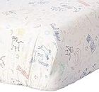 ED Ellen DeGeneres Doodle Dog - 100% Cotton Fitted Crib Sheet, All-Over Doodle Print, Ivory, Royal, Red, Yellow