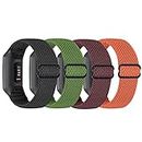 SHIJZWD 4 Pack Elastic Nylon Watch Straps Compatible with Fitbit Charge 4/Fitbit Charge 3/3 SE/4 SE, Adjustable Stretchy Sport Loop Band Replacement Wristband for Fitbit Charge 3/Charge 4 Women Men