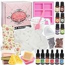 Soap Making Kit for Adults Beginners - 28 Piece DIY Soap Making Supplies with Natural Soap Base Silicone Molds Dried Flowers Essential Oils - Homemade Craft Kits Gift Box for Women