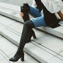 Scarpe da festa donna cosce alte inverno zip pelle verniciata sopra ginocchio stivali