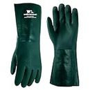 Chemical Resistant Gloves 14inch, PVC Coated Gloves, Cotton Fleece Lining, One Size (Wells Lamont 167L) , Green