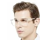 MARE AZZURO Oversized Reading Glasses Men 1.00+ Trendy Square Readers 1.0 1.25 1.5 1.75 2.0 2.25 2.5 2.75 3.0 3.5 4.0 5.0 6.0 (Clear, 1.00)