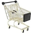 Mini Shopping Cart Trolley Mini Supermarket Handcart Shopping Utility Cart Mode Storage Basket for Desktop Decoration - Golden M