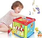 TEC TAVAKKAL Early Development & Activity Learning Toys 12-18 Month Baby Activity Cube with Music and Colorful Shape Sorter Blocks Toys for Toddlers (5 in 1 Learning Cube)