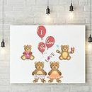 StickMe 'I Love You Bear Family - Baby - Kids - Nursery Pre School Kinder Garden Wall Sticker ' -SM407 (Multi Colour, Vinyl - 90cm X 100 cm)
