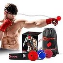 Boxing Reflex Ball Set - 4 Difficulty Levels Great for Reaction Speed and Hand Eye Coordination Training Boxing Equipment Fight Speed, Boxing Gear, Punching Ball Reflex Bag Alternative (Set of 4)