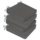 Basic Beyond Outdoor Chair Cushions for Patio Furniture, Waterproof Outdoor Seat Cushions Set of 4 19 x 19, Patio Chair Cushions Set of 4 with Ties and Handle, Dark Grey