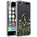 Unov Case for iPod Touch 7 Case iPod Touch 6 Case iPod Touch 5 Case Clear with Design Slim Protective Soft TPU Embossed Pattern for iPod 5th 6th 7th Generation (Flower Bouquet)