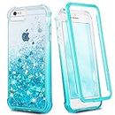 Ruky iPhone 6 6s 7 8 Case, Glitter Clear Full Body Rugged Liquid Cover with Built-in Screen Protector Shockproof Heavy Duty Girls Women Case for iPhone 6 6s 7 8 4.7 inches (Gradient Teal)