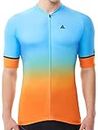 Hikenture Cycling Jersey for Men, Quick Dry Short Sleeve Bike Shirts with 3 Rear Pockets(Blueorange L)