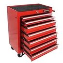 WTRAVEL Rolling Tool Chest with 7-Drawer Tool Box with Wheels Multifunctional Tool Cart Mechanic Tool Storage Cabinet for Garage, Warehouse, Workshop, Repair Shop (Red)