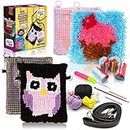 CRAFTILOO Cupcake Latch Hook Pouch and Owl Needlepoint Cross Body Bag Pre Printed Arts and Crafts Sewing kit
