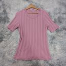 Country Road Top Womens L Large Dusky Pink Half Sleeve Chunky Rib Knit Tee W2022