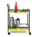 Livzing 2 Tier Kitchen Serving Trolley-Home Storage Organizer Trolley Racks and Shelf with Wheels-Multipurpose Organizer-Rolling Utility Cart for Home-Kitchen-Bedroom-Garden-Office-Hospital-Yellow