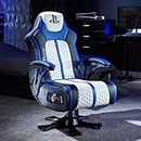 X ROCKER Playstation Legend 2.1 Audio Gaming Chair with Speakers, Wireless Bluetooth Audio Console Gaming Seat, Sound activated Vibration, Official Playstation for PS5 PS4 PC Mobile - WHITE BLUE BLACK