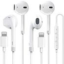 2 Packs-Apple Earbuds with Lightning Connector(Built-in Mic & Volume Control)[Apple MFi Certified] Headphones Support for iPhone 14/13/12/SE/11/XR/XS/X/7/7Plus/8/8Plus Support All iOS System