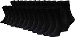 24 Pairs Cotton Crew Socks, Mens Womens Bulk Casual Sports Sock, Black, Large