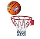 KETSY 260 Basketball Set Full Size Basketball Ring 46 cm with Basketball Siize 5 No and Net Multicolor (Wall Mount Basketball Hoop Ring with Net)