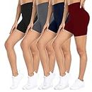 CTHH 4 Pack Biker Shorts for Women – 5" High Waist Tummy Control Gym Workout Yoga Running Compression Shorts