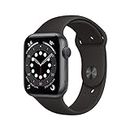 Apple Watch Series 6 GPS, boîtier en Aluminium Gris sidéral de 44 mm avec Bracelet Sport Noir (Reconditionné)