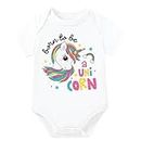 Lillypupp unisex pure cotton new born baby romper onesie bodysuit with funny born to be a unicorn quote on baby girls dress.