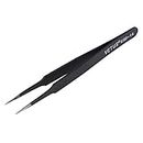 Anti Static Tweezers ESD 14 High Accuracy Straight Pin Pointed Harden Electronics Maintenance Tool Stainless Steel Black 11cm