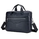Leather Business Messenger Bag Briefcase Handbag for Men Carry All Laptop Protection for 14 Inch Computer Crossbody Shoulder Pack Pouch, Black