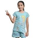 Kidsville Frozen Printed Regular Fit Blue Cotton Girl's T-Shirt