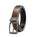 Boys Belt, CHAOREN Kids Belts for Boys Reversible Leather Belt 1.25", Adjustable Trim to Fit, Black/Cognac, 22-28 (Fits Size 4-12 Pants)
