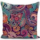 KUNQIAN Cushion Cover Boho Purple Bohemian Mandala Paisley Hippie Decor Abstract Flower Pillow Cover for Home Livingroom Couch Bed Sofa Decorate 18"x18" 45x45cm