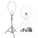 Neewer 18-inch White LED Ring Light with Light Stand Lighting Kit Dimmable 42W 3200-5600K with Soft Filter, Hot Shoe Adapter, Cellphone Holder for Make-up Video Shooting (NO Carrying Bag)