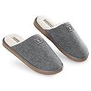 DUNLOP Mens Slippers Open Back, Comfy Memory Foam Men Slippers with Rubber Sole, Indoor Outdoor Anti Slip House Shoes Comfort Plush, Gifts for Men (Grey, 9 UK, numeric_9)