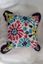 Pier 1 Imports Applique Floral Multicolored and Purple 14"x14" Boho Throw Pillow