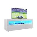 ELEGANT 1200mm Modern TV Cabinet with RGB LED Lights White Gloss TV Unit for up to 50" TV with Ambient Light for Living Room Furniture, Power Adapter included