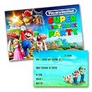 Super Mario Party Invitations Pack & Envelopes (WRITE ON) PACK OF 15