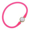 Canvas Style Enamel Golf Ball Silicone Bali Bracelet In Neon Pink - Pink