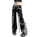 SMIMGO Women's Y2K High Waisted Jeans Gothic Punk Graphic Print Cargo Pants Harajuku Aesthetic Baggy Denim Trousers 90s Streetwear