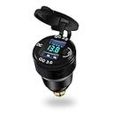 Cyeehxin SM053-2 Motorcycle Cigarette Lighter USB Charger Adapter for BMW Motorcycle - QC 3.0 Double Plug USB Socket Charger 12 V Fast Mobile Phone Charger with Switch and Voltmeter