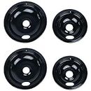 Certified Appliance Accessories Replacement Drip Bowls, Style A, 2 Large 8 Inch & 2 Small 6 Inch, for Whirlpool, Kenmore, Frigidaire & Maytag Electric Ranges, Black Porcelain