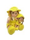 Jankee's Soft Mother Daughter Doll with Non-Toxic Fabric Polyfill, Washable, Fine Stitching Safe for Kids | 15inch (Yellow)