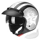 JAGASOL DOT Open Face 3/4 Motorcycle Helmet with Visor for Adults Men and Women,Vintage Retro Moped Helmet,Vespa Scooter Helmet DOT Approved(USA Flag,M)