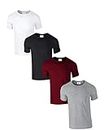 Pack of 4 Premium Crew Neck T-Shirt Plain Regular Fit Short Sleeve 100% Cotton 180gsm XL Multi