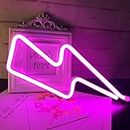 QiaoFei Pink Lightning Neon Light, LED Lightning Sign Shaped Decor Light, Wall Decoration for Christmas, Birthday Party, Kids Room, Living Room, Wedding Party Decor-pink