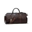 Large Leather Duffle Bag-Gym Sports/Shoulder Handmade Leather Weekender Travel Bags (Color : Black) (Brown)
