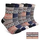 6 Pack Warm Wool Socks for Men and Women, Luckit Winter Cabin Socks Men, Vintage Fall Patterned Socks Unisex Knit Thick Cozy Socks