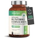 Multivitamines et Minéraux, 400 Comprimés Multivitamines Végétaliens, Approvisionnement 13 mois, 27 Vitamines et Minéraux Essentiels par Capsule, Immunité, Fatigue, Cheveux, Peau, VitaBright